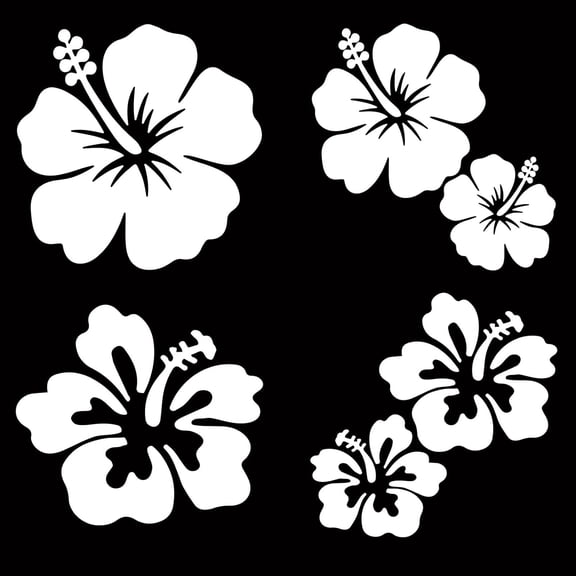4 Sheets Hibiscus Flower Car Decal Large Size Car Stickers 6pcs Hawaiian Flower Sun Protection Self Adhesive Car Accessories Automotive Exterior Decoration for DIY handcrafting