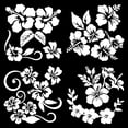 thumbnail image 1 of 4 Sheets Hibiscus Flower Car Sticker Silvery White Hawaiian Stickers and Decals Reflective Stickers Waterproof Vinyl Automotive Exterior Decor, 1 of 7