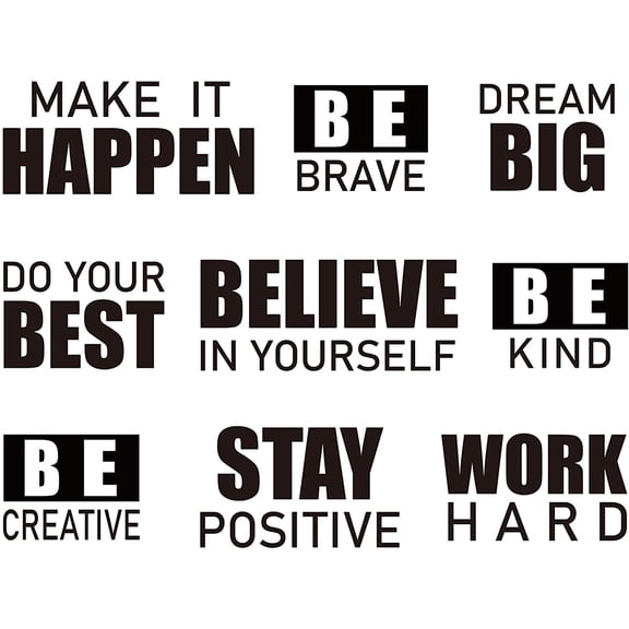 4 Sheets Inspirational Wall Decals Peel and Stick Motivational Phrases Wall Stickers Positive Quotes Vinyl for Library Home Classroom School Office Art Decorations
