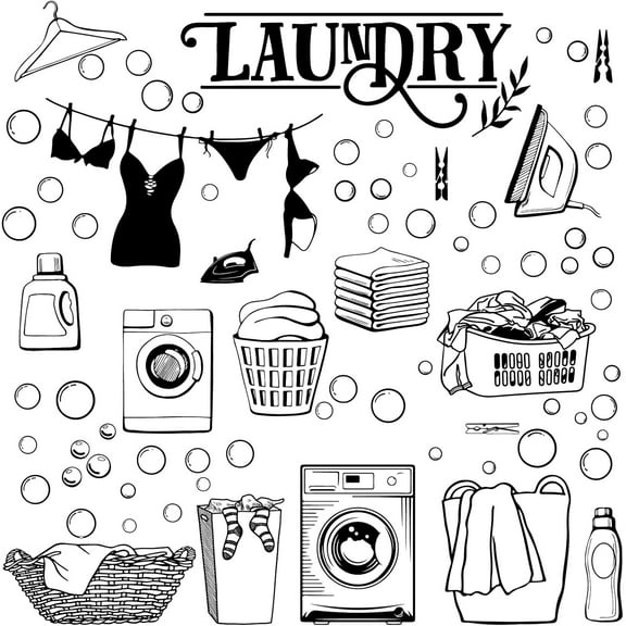 4 Sheets Laundry Wall Decals Laundry Room Quotes Wall Stickers Wall Stickers Removable 4 Styles DIY Wall Art Decor Home Decoration for Laundry Room Bathroom Black 11.4x7.9 Inch