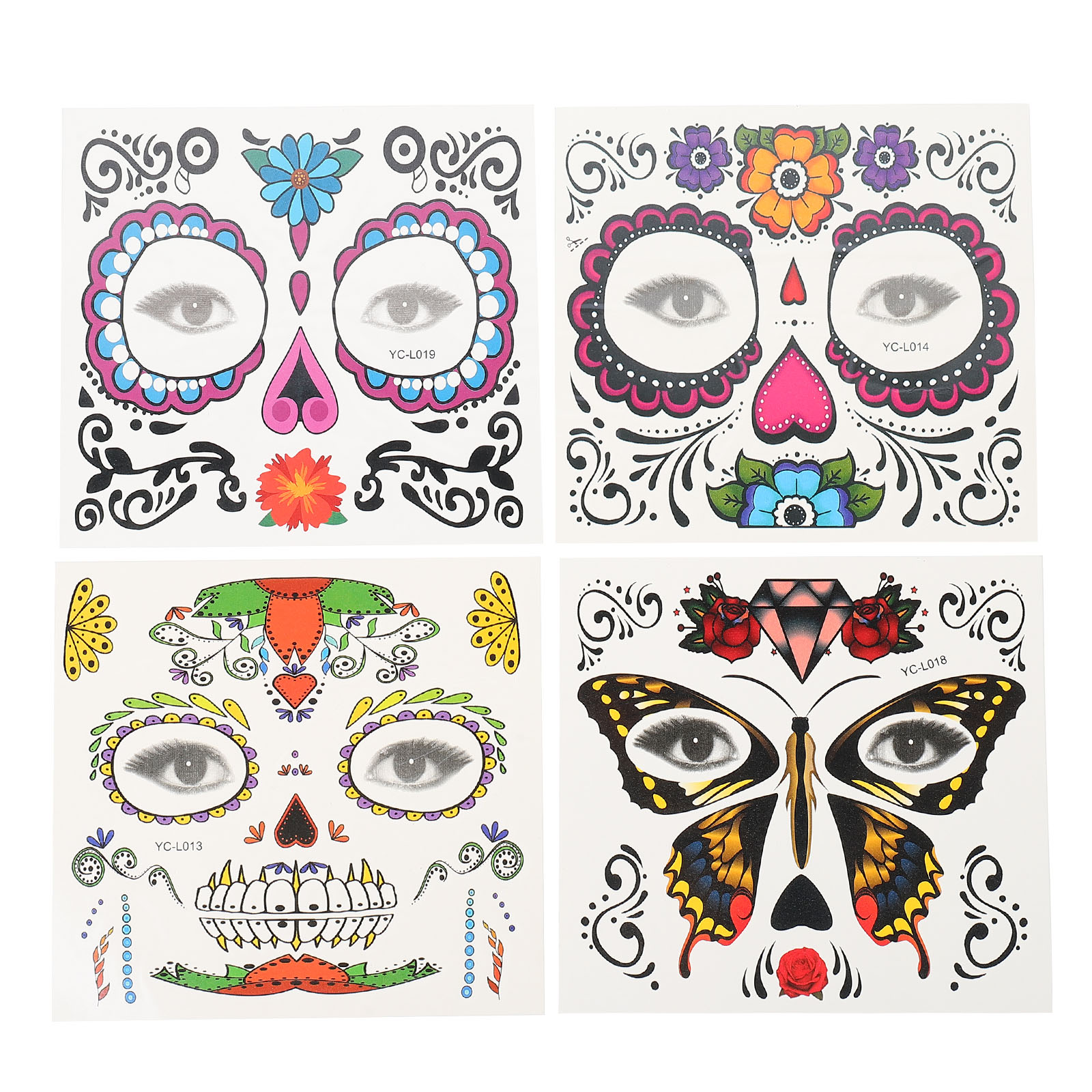 4 Sheets Makeup Stickers for Face Cartoon Tattoo Body Halloween Tattoos