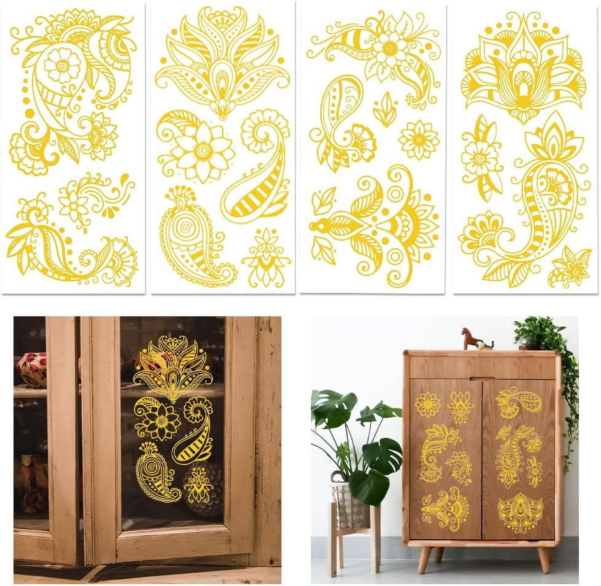 4 Sheets Mandala Pattern Flowers Transfer 11.8x5.9inch Paisley Patterns ...