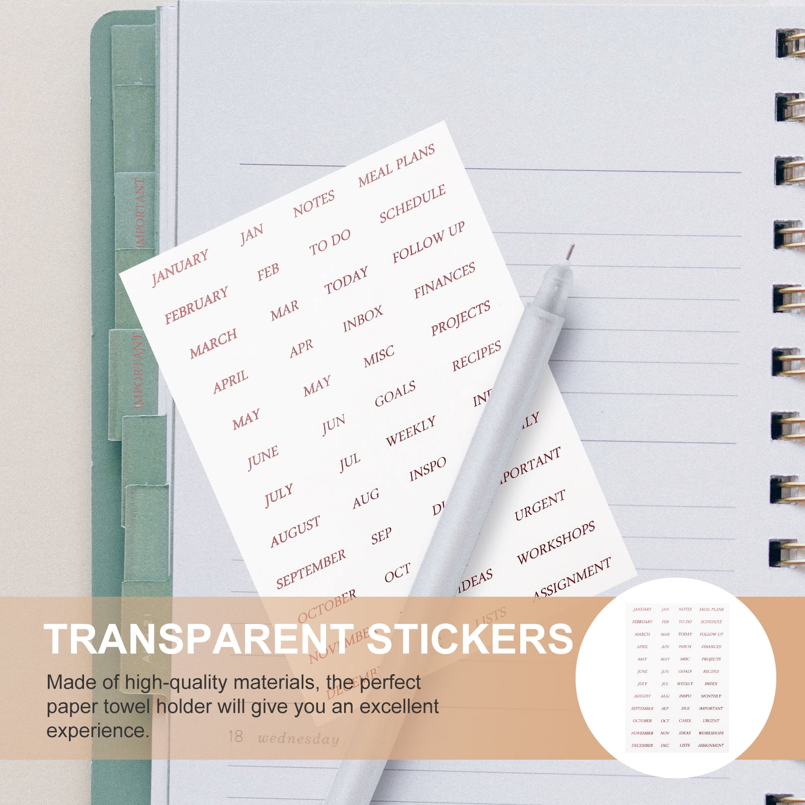 4 Sheets Monthly Planner Stickers for Scrapbooking, Photo Frames, and ...