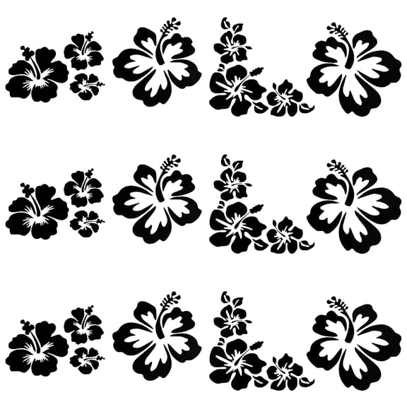 4 Sheets PET Reflective Sticker Car Decoration Flower Car Sticker for Car Decoration Black 200x190mm