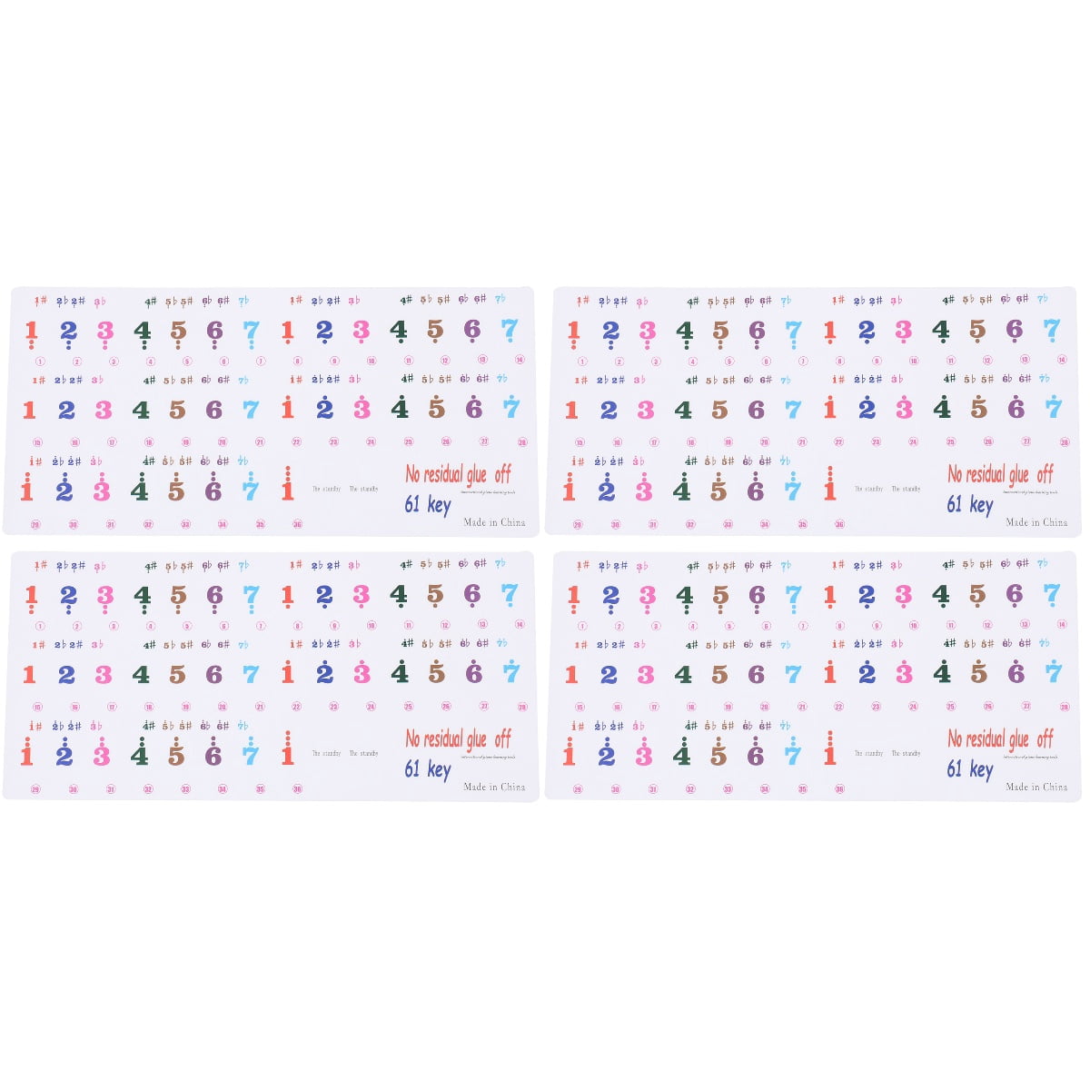 4 Sheets Piano Stickers Removable Colorful Large Letter Piano Keyboard ...