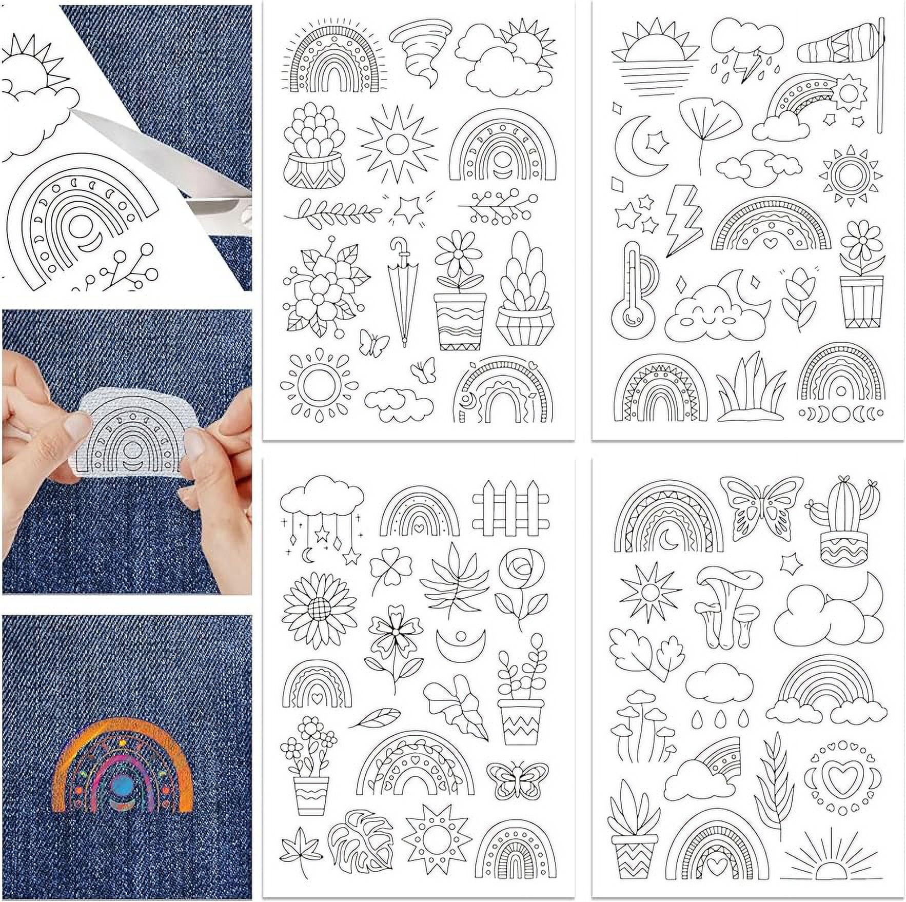 4 Sheets Rainbow Pattern Water Soluble Hand Sewing Stabilizers for