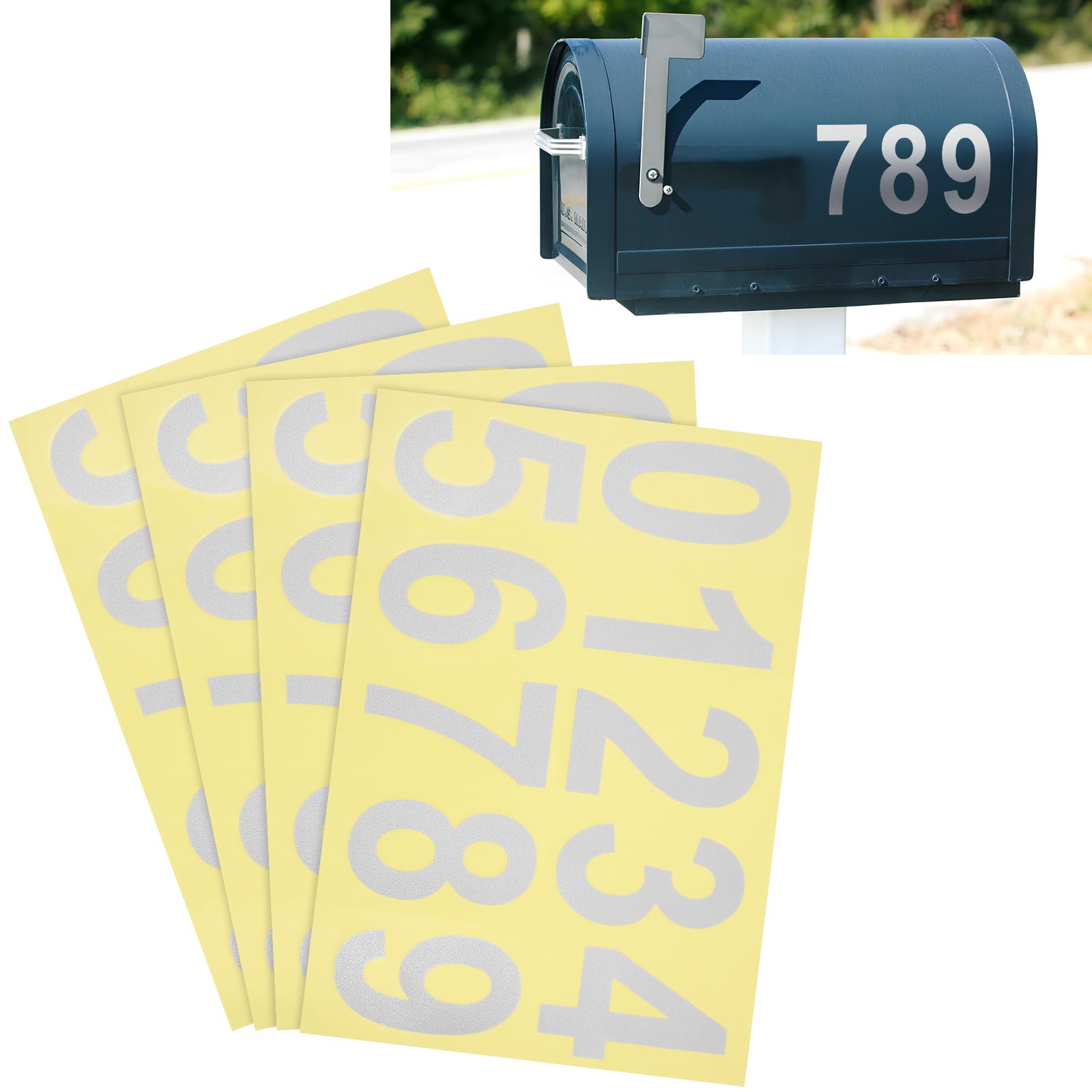 4 Sheets Reflective Label Mailbox Number Stickers Labels Water Proof ...