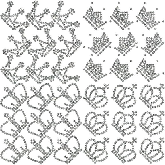 4 Sheets Rhinestone Iron on Hotfix Decal Rhinestone Iron on Transfers Appliques Bling Decals Stickers Patch Repair for Clothing Hat Jacket Bags Pants Decor DIY Accessory 4x4Inch