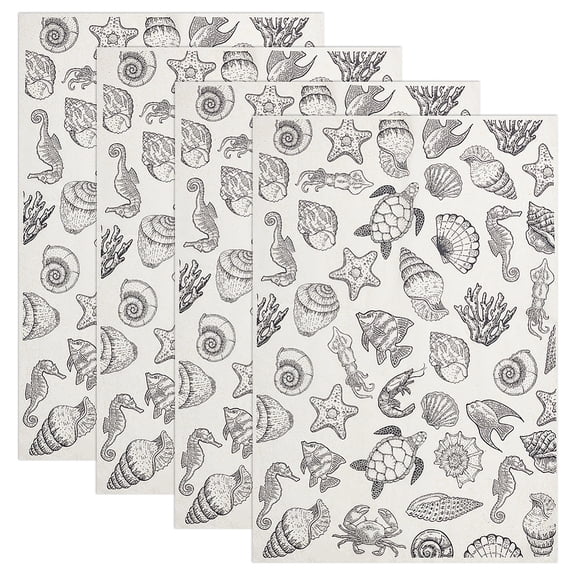 4 Sheets Shell Ceramic Clay Transfer Paper 21x15 Inch Marine Animal Ceramic Decals Porcelain Underglaze Transfers Papers Pottery Underglaze Paper