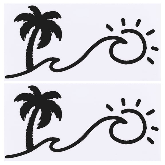 4 Sheets Sunset Graphics Decals Sun and Wave Decal Beach Life Car Sticker Waterproof Coconut Tree Palm Trees with Sun Car Decorative Decals