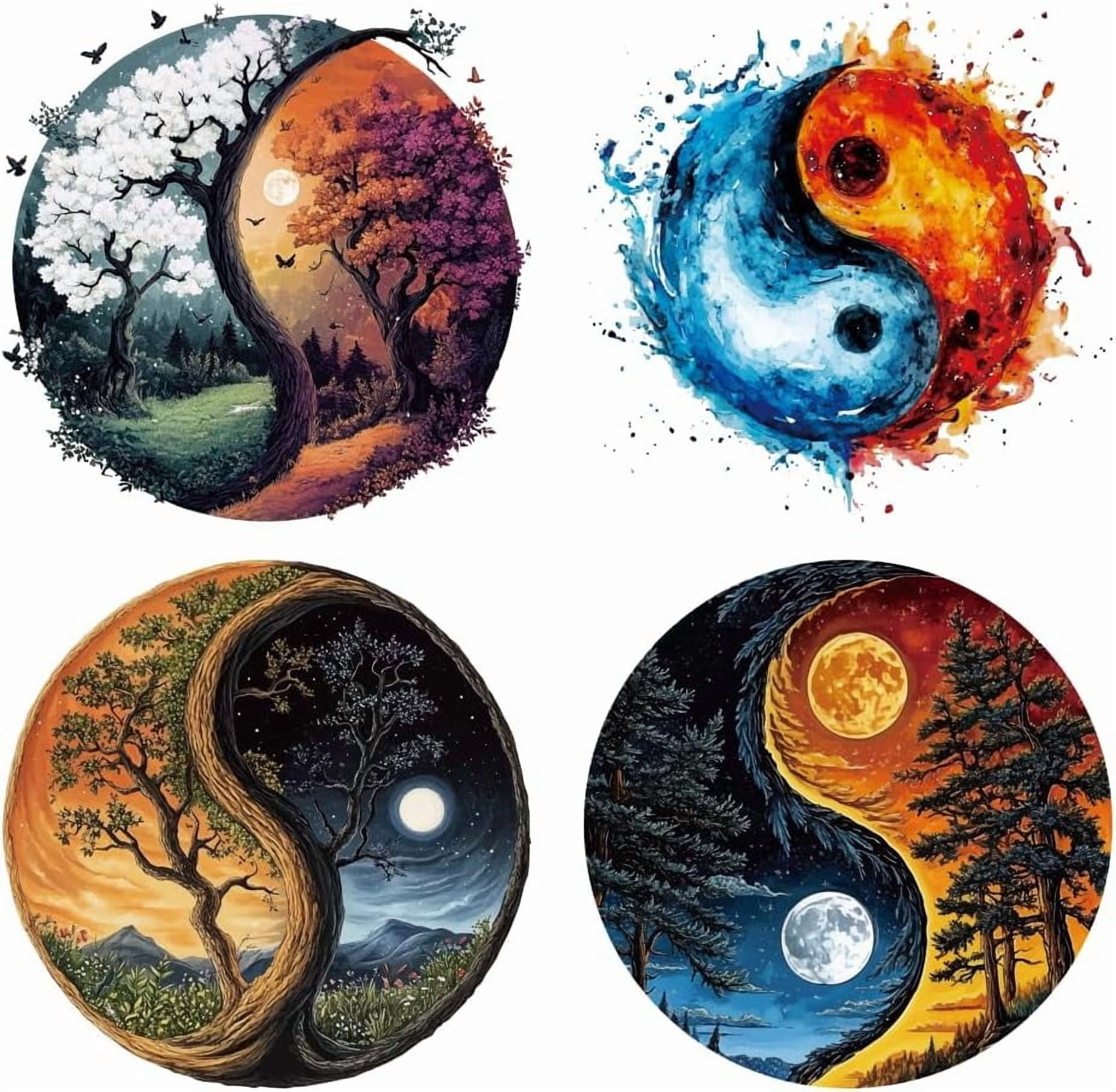 4 Sheets Taiji Theme Cloth Iron on Stickers Different Landscape Taiji ...