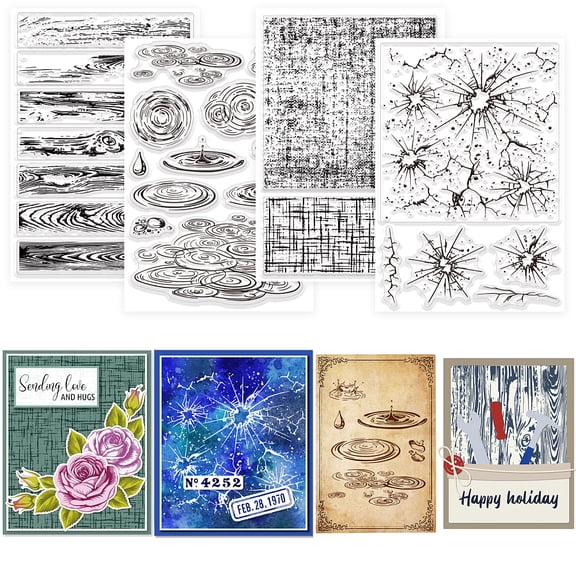 4 Sheets Textures Background Clear Stamp