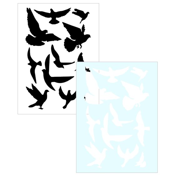 4 Sheets UV-Proof Anti-Collision Bird Window Stickers, Glass Door Bird Deterrent Decals, Static PVC Clings to Prevent Hummingbird & Wild Bird Glass Strikes Indoor & Outdoor