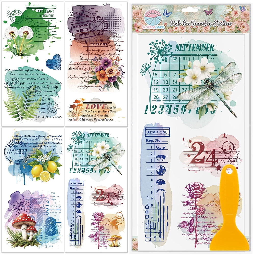 4 Sheets Vintage Handwritten Text Rub on Transfer Stickers for ...