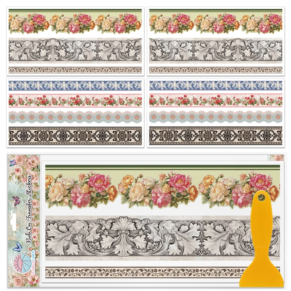 GLOBLELAND 4 Sheets Retro Angel Furniture Transfer – 12x6 Inch Vintage Rub-On Decals, Self-Adhesive Wall Art For Bedroom, Living Room, Desk, Table