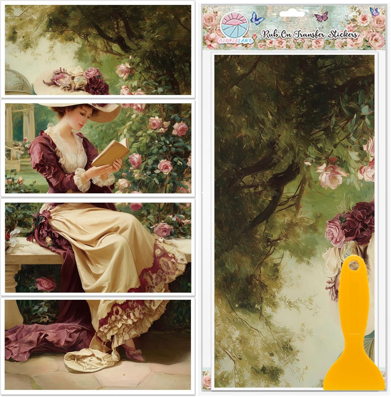 Victorian Ransfers 4 Sheets Vintage Lady Victorian Furniture Transfers Stickers 6x12inch ...