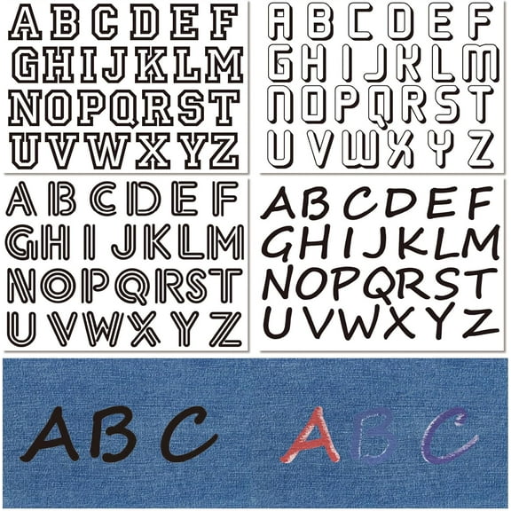 4 Sheets Water Soluble Embroidery Stabilizers Letter Patterns Initial Alphabet A-Z Hand Sewing Stick Stitch Transfers Paper Wash Away Pre-Printed Self Adhesive for DIY