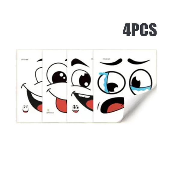 4 Sheets Wheelie Bin Stickers 20x20cm Large Waterproof Cartoon Expressions Dustbin Self-Adhesive Decal Decorative Stickers Eyes and Mouth DIY Trash Can Signs for Fridge Toilet Indoor Outdoor Wall