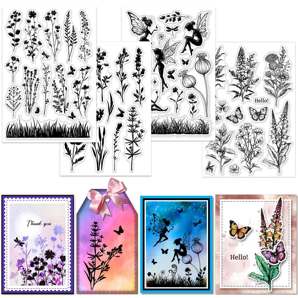 4 Sheets Wildflowers Silhouette Clear Stamp - Walmart.com