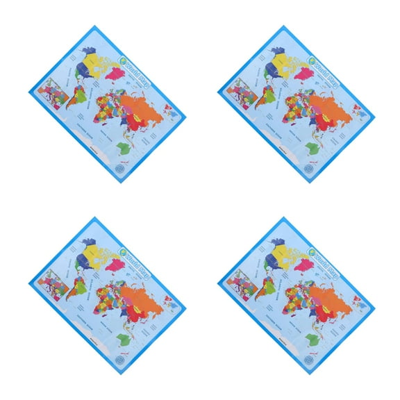 4 Sheets World Map People Kindergarten Posters Toddler Child