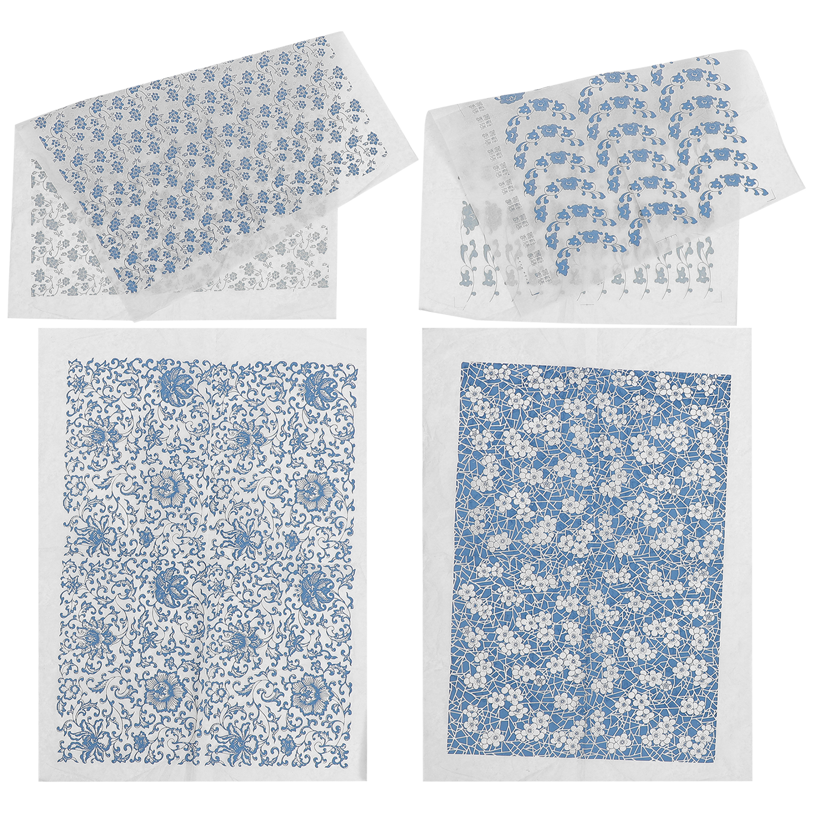 4 Sheets of Underglaze Transfers for Pottery Decorative Clay Transfer Paper Decal Ceramics Decor