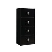 4-Shelf, 8-Door Bookcase - Black