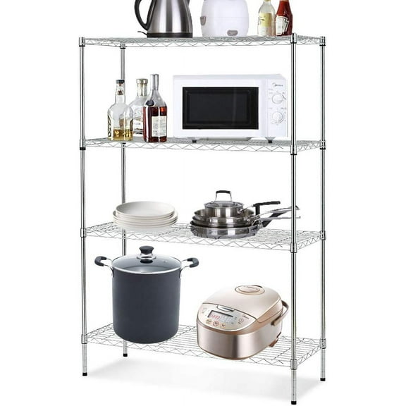4-Shelf Adjustable Heavy Duty Metal Storage Shelving, 250 Capacity Per Shelf, 36" X 14" X 54" Wire Shelving Unit Racks for Garage Closet, Chrome
