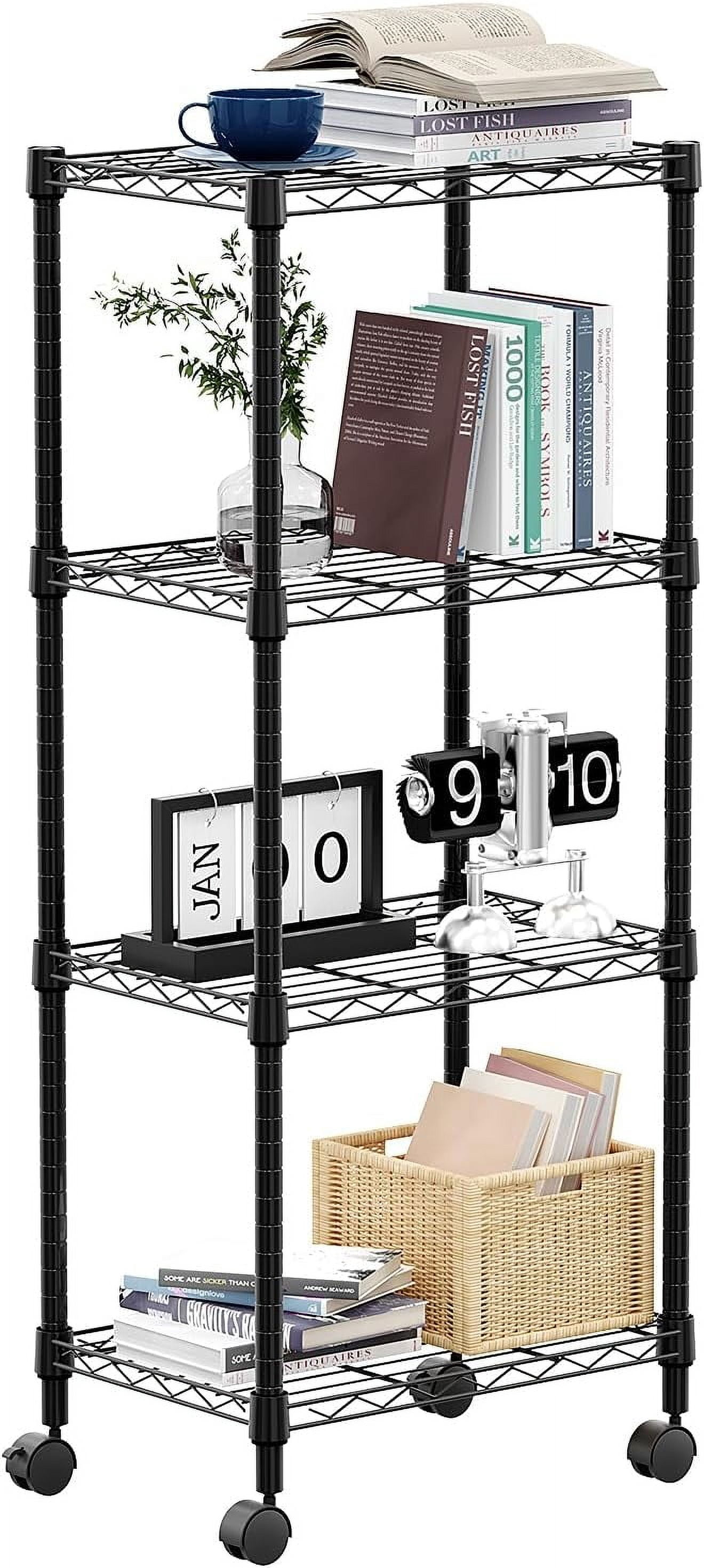 Wire Rake Adjustabel 4-Shelf Adjustable Heavy Duty Steel Wire Rack, Adjustable Storage ...
