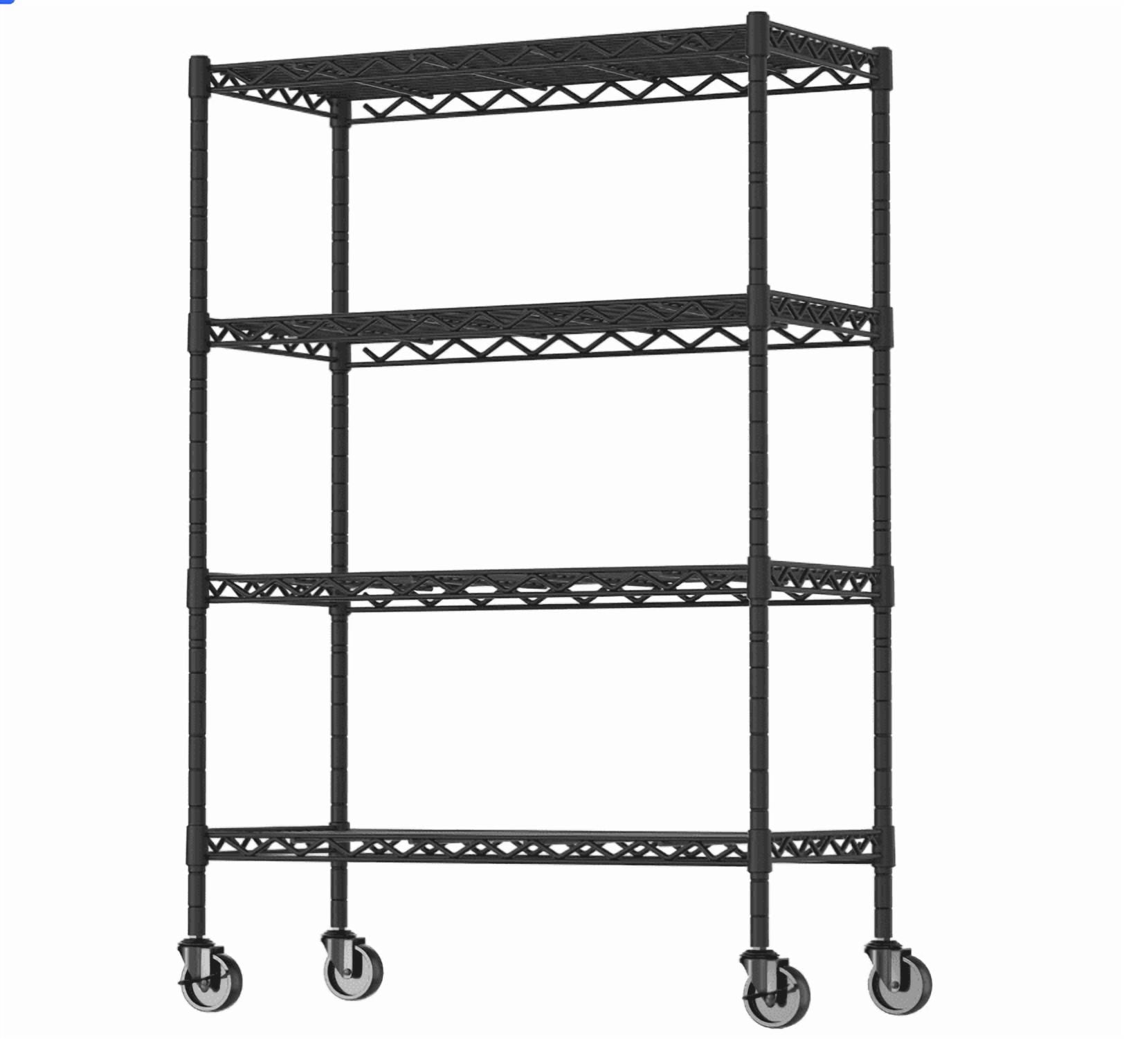 Wire Laundry Rack 4-Shelf Adjustable Heavy Duty Storage Shelving Unit, Metal Organizer ...