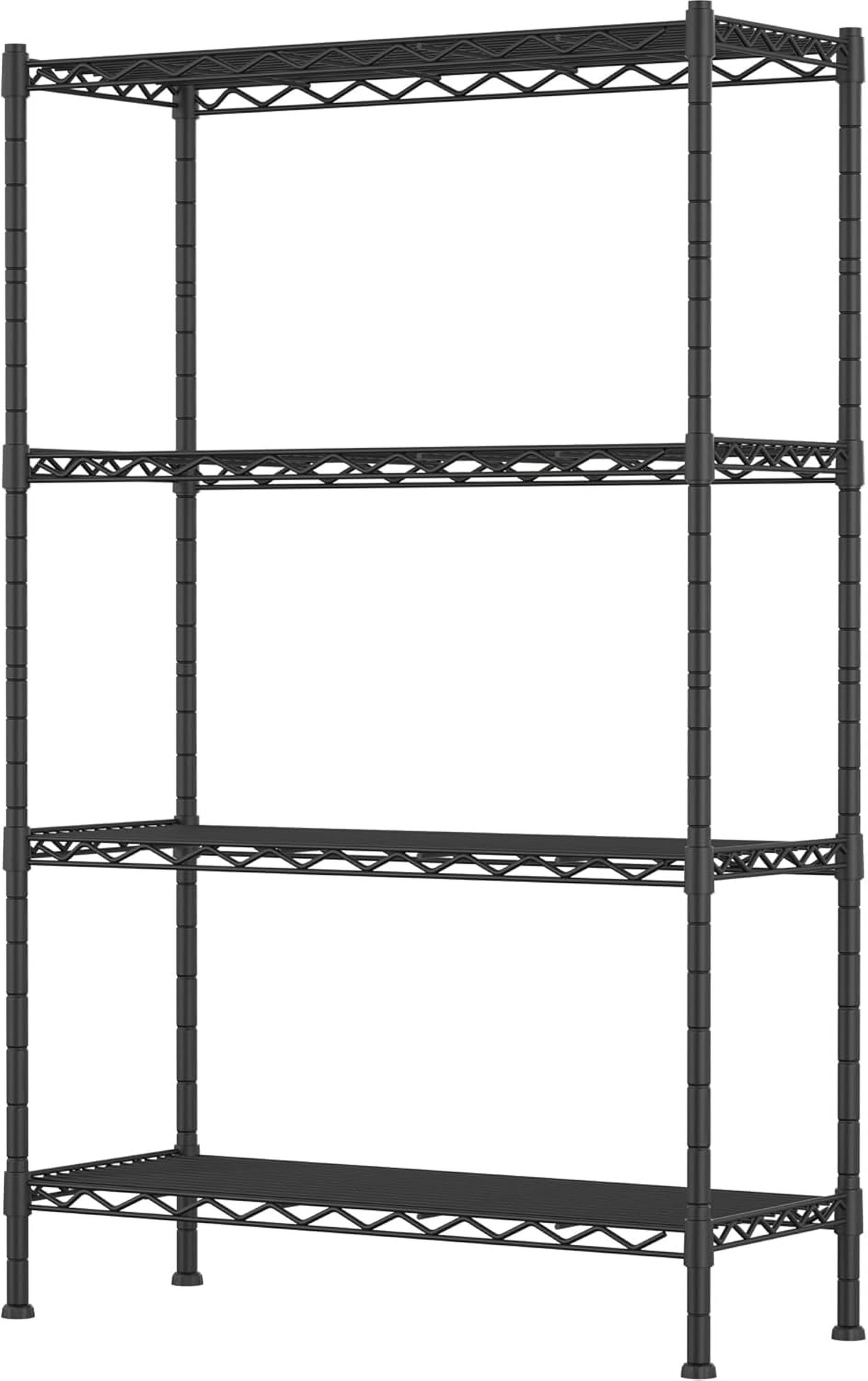 Adjustable Black 4-Tier Metal Wire Shelving Unit