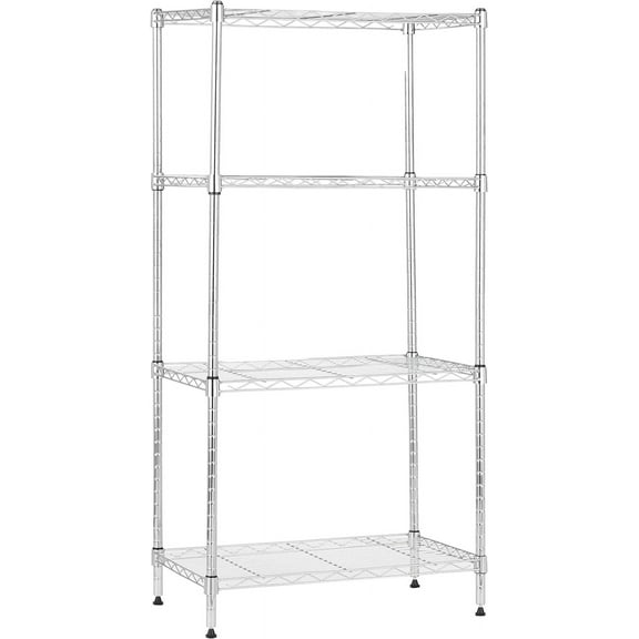 4-Shelf Adjustable Storage Shelving Unit for Garage, Steel Wire Rack, 200 Pound Loading Capacity per Shelf, 13.4"D x 23.2"W x 48"H, Chrome