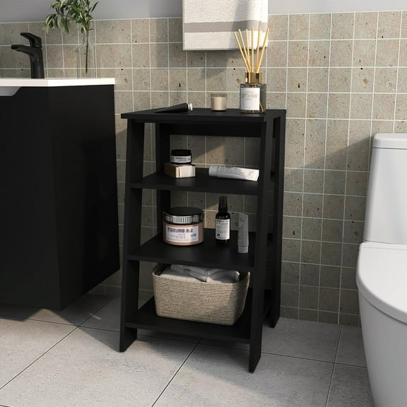 4 Shelf In Black For Bathroom & Living Area - Space Enhancement Option, Modernistic, Easy Assembly Practice 30" Rooms Maximize Availability, Modern Design, Quick Procedure