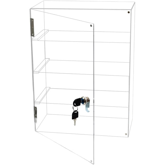 4 Shelf Clear Acrylic Display Case with Lock and Keys, Locking Display Cases for Collectibles, Acrylic Display Cabinet with Shelves for Collectibles Office Retail Store11.8 X 5.9 X 15.7 Inch