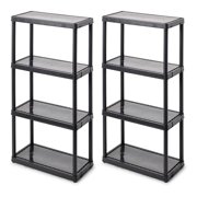 4 Shelf Fixed Height Solid Light Duty Storage Unit 12 x 24 x for Home, Garage, Basement, Laundry, Black 2 Pack