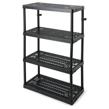 4 Shelf Fixed Height Ventilated Heavy Duty Storage Unit 18 x 36 x 54.5 Organizer System for Home, Garage, Basement, & Laundry, Black
