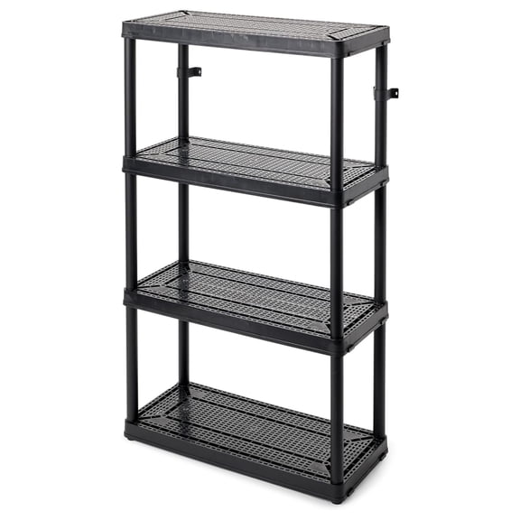 4 Shelf Fixed Height Ventilated Medium Duty Storage Unit 14 x 32 x 54.5" Organizer System for Home, Garage, Basement, & Laundry, Black