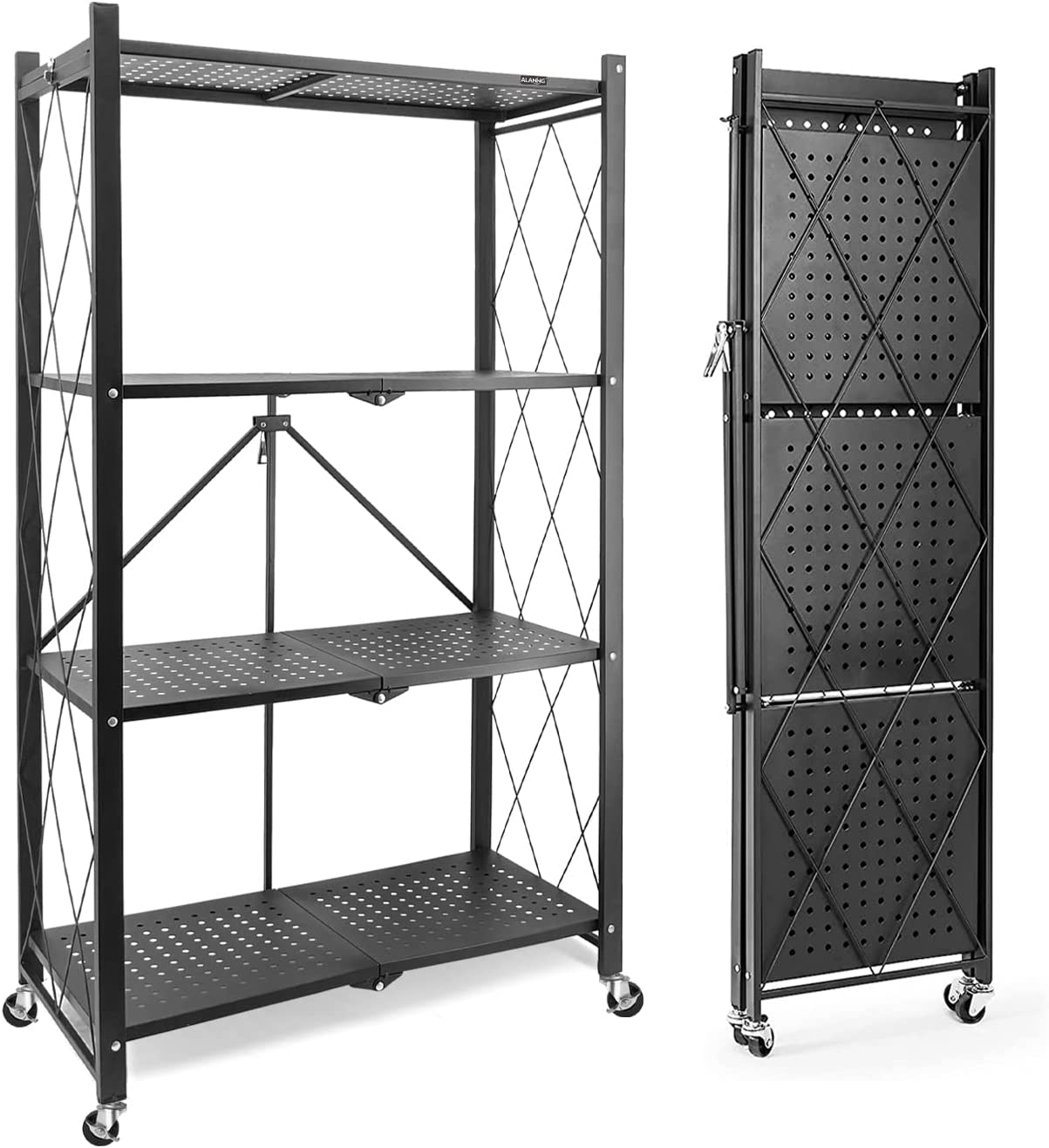 4Shelf Foldable Metal Shelving Units Storage Shelves for Garage