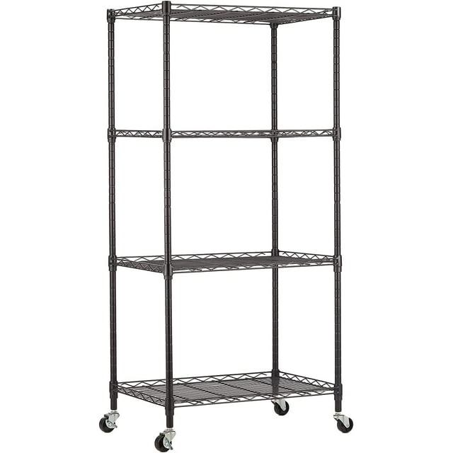 4 Shelf Garage Shelving Unit, Metal Shelves with Wheels Heavy Duty
