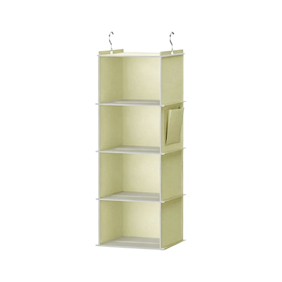 4 Shelf Hanging Closet Organizer With 1 Side Pockets, Hook‑Mounted Storage Shelf For Dorm Room Garment & Accessory Organization(Yellow)