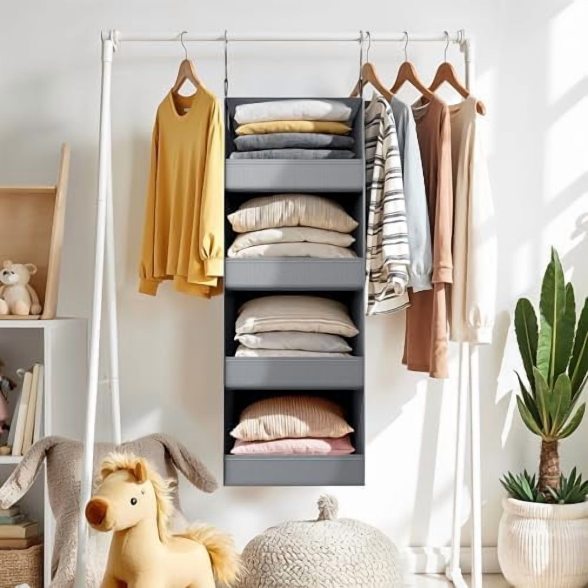 4-Shelf Hanging Organizer, Closet Hanging Shelves, Closet Hanging ...