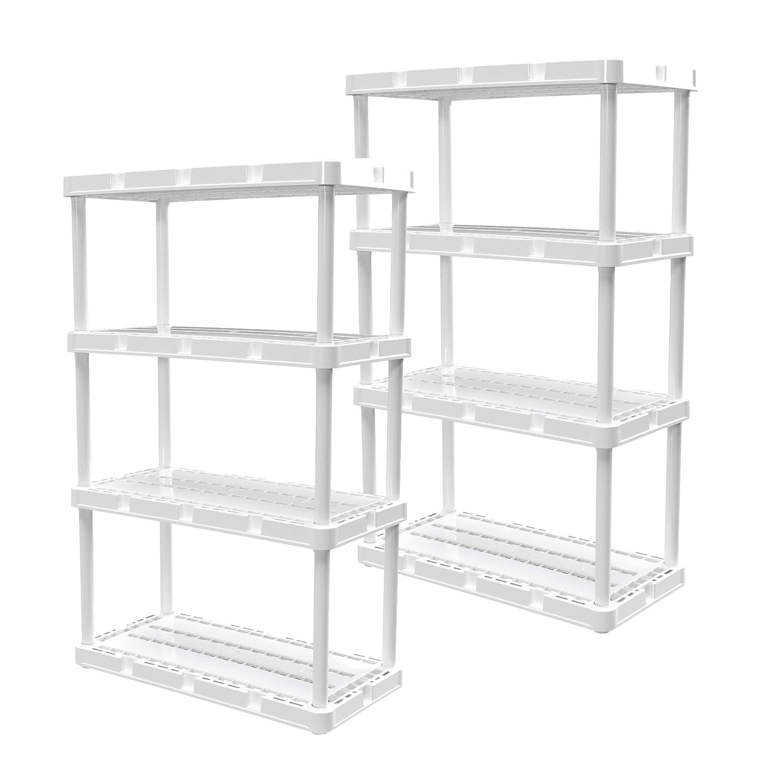 2 Pack 4 Shelf Solid Light Duty Storage Unit, Storage Shelf for