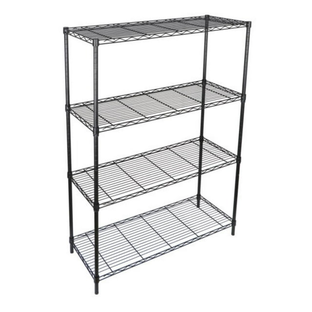 4 Shelf Metal Wire Shelving Rack Holder Adjustable Storage Unit Organizer Black