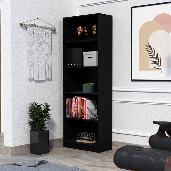 4 - Shelf Office Bookcase | Expandable Storage for Workspace | Filler Particle Board Construction | Stylish Design for Offices