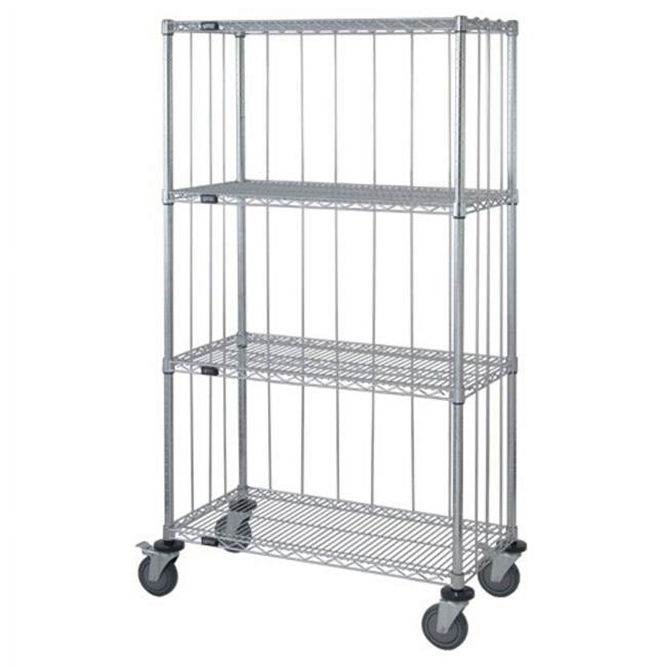 4 Shelf Rods & Tabs Enclosed Chrome Wire Shelving Cart 74 in