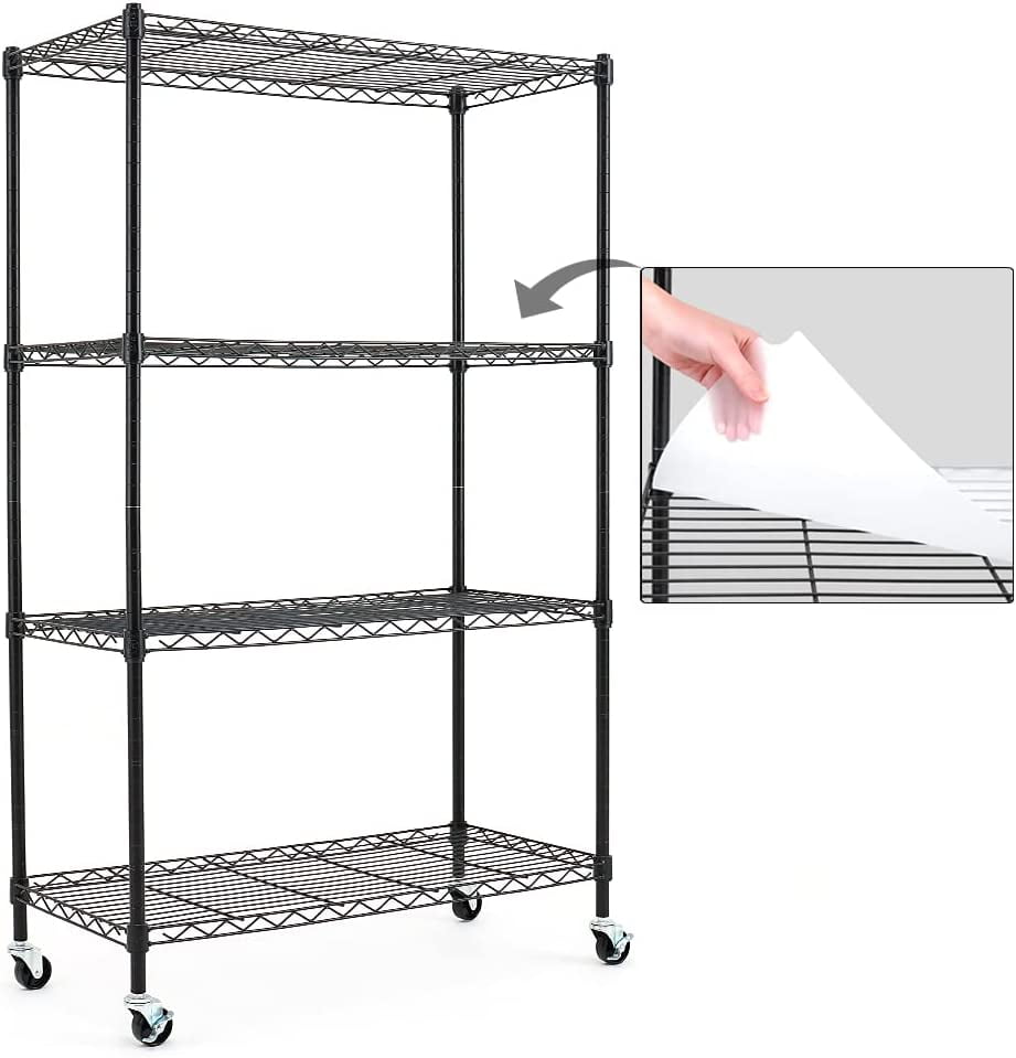 4Shelf Shelving Units and Storage on Wheels with Shelf Liners Set of 4
