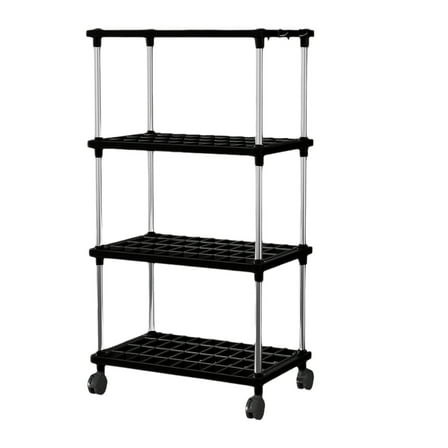 4-Shelf Storage Shelves, 33" H x 8.27" W x 15.75" D, Modular Shelving Unit Storage Organizer for Bathroom, Laundry, Garage & Home, Storage - Black
