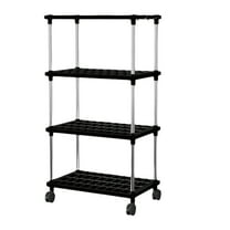 4-Shelf Storage Shelves, 33" H x 8.27" W x 15.75" D, Modular Shelving Unit Storage Organizer for Bathroom, Laundry, Garage & Home, Storage - Black
