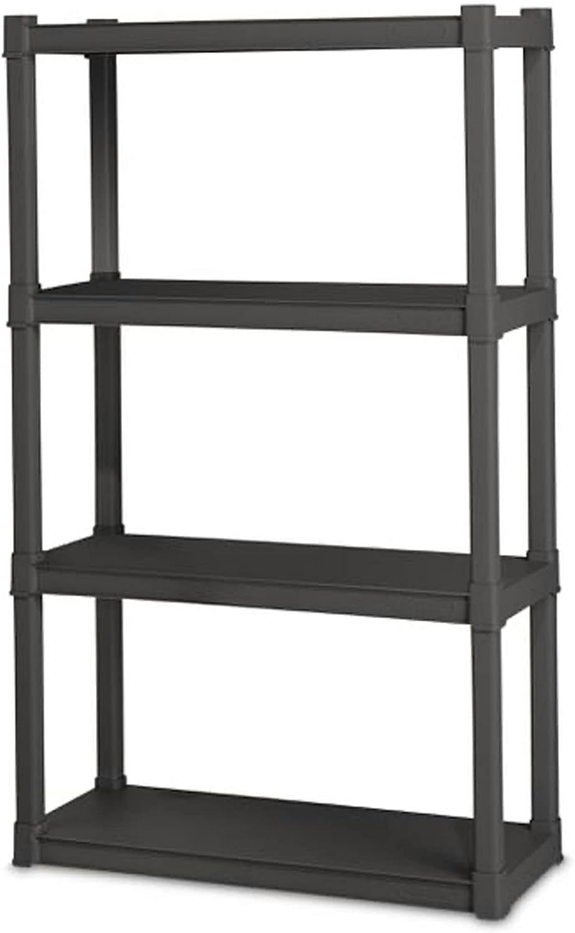 4 Shelf Unit, Heavy Duty and Easy to Assemble Plastic Storage Unit