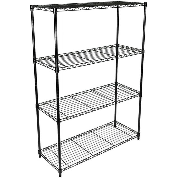 4-Shelf Wire Shelving Unit with Wheel and Adjustable Feet, 36''(L) x14''(W) x54''(H),Black