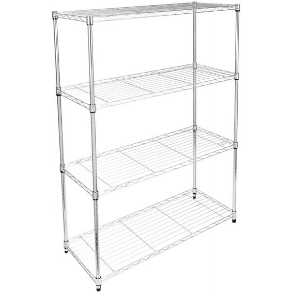 4-Shelf Wire Shelving Unit with Wheel and Adjustable Feet, 36''(L) x14''(W) x54''(H),Silver